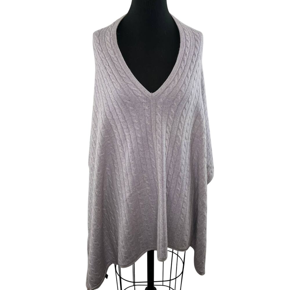 The Limited Light Purple Wool Cashmere Cable Knit V-Neck Poncho Sweater One Size